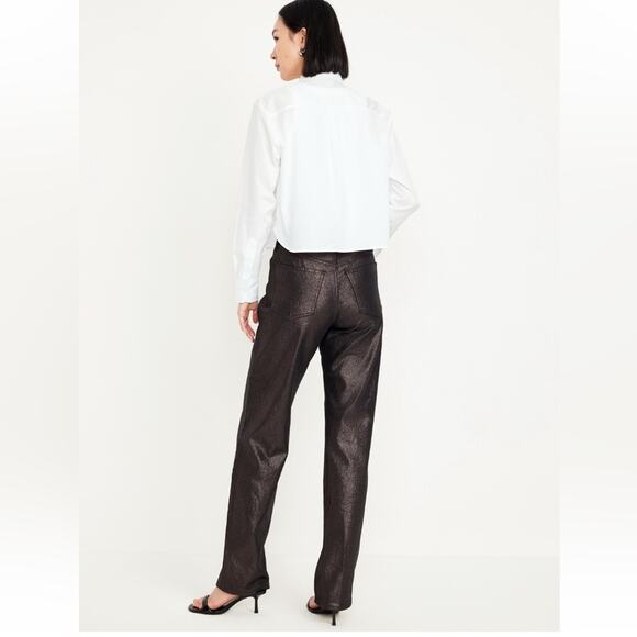 Old Navy black shine High-Waisted Shine OG Loose Jeans - Picture 6 of 13